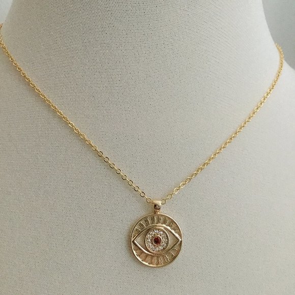 Evil eye Sparkly Cubic Zirconia Pendant Necklace - Picture 2 of 4